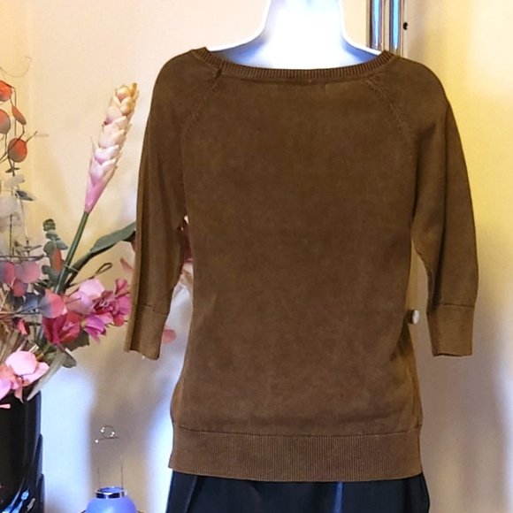 NWT Women’s Brown Lightweight 3/4 Sleeve Knit Cardigan Fall Sweater  6 8 - Picture 5 of 7